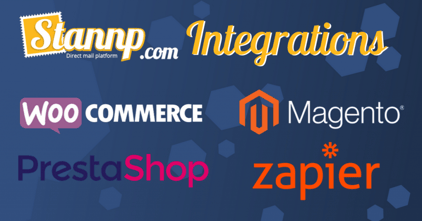 Stannp Integrations; woocommerce, magento, Prestashop. Zapier