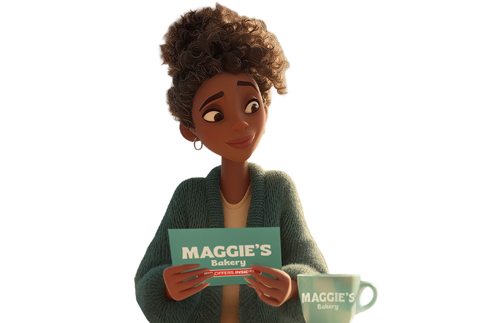 Lady holding a postcard sent from a retention campaign